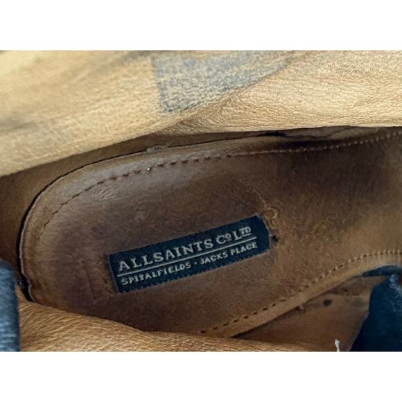 AllSaints Women Bonny Valley Black Leather Fringe Ankle Boots Cuban Heel Size 39 - Picture 5 of 8